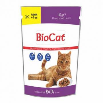 Set 22 buc x 100 gr Hrana umeda pentru pisici Biocat cu rata