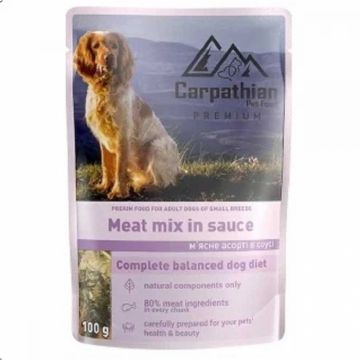 Set 24 buc x 100 gr Hrana umeda pentru caini Carpathian Meat Mix