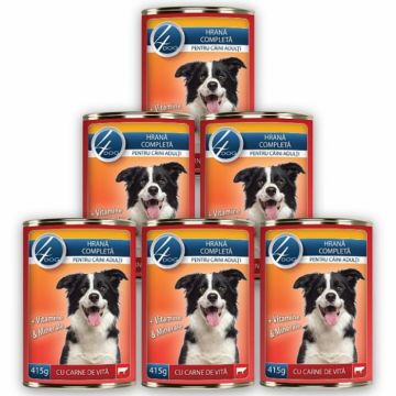Set 24 buc x 415 gr Conserve pentru caini adulti 4Dog cu vita