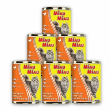 Set 24 buc x 415 gr Conserve pentru pisici Miau Miau cu pui
