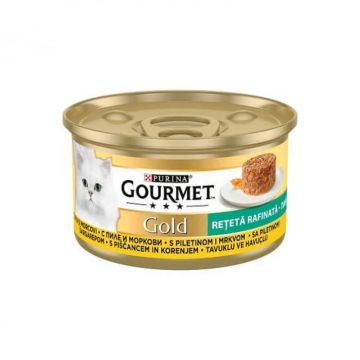 Set 24 buc x 85 gr Hrana umeda pentru pisici Gourmet Gold cu pui  morcovi