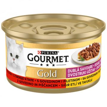 Set 24 buc x 85 gr Hrana umeda pentru pisici Gourmet Gold cu vita  pui