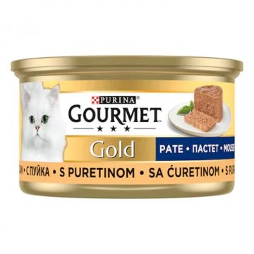 Set 24 buc x 85 gr Hrana umeda pentru pisici Gourmet Gold Mousse cu curcan