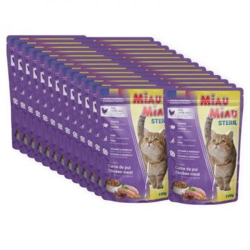 Set 24 buc x Hrana umeda pentru pisici Miau Miau Sterilised 100 gr