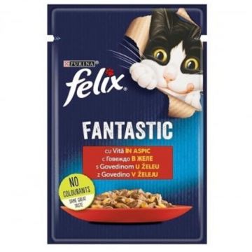 Set 26 buc x 85 gr Hrana umeda pentru pisici Felix Fantastic cu vita