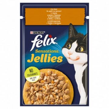 Set 26 buc x 85 gr Hrana umeda pentru pisici Felix Sens Jellies cu pui  morcov