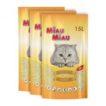 Set 3 buc X Nisip pentru pisici Miau Miau Tofu Vanilie 15L