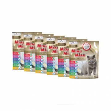 Set 6 buc x  Asternut igienic pentru pisici Miau Miau Silicat Clumping 5L
