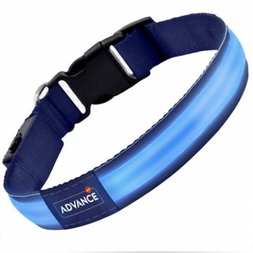Zgarda caine Advance M-L cu banda LED albastra