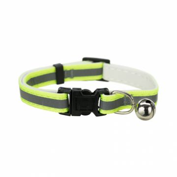 Zgarda pentru pisici Junior din nylon reflectorizant cu clopotel