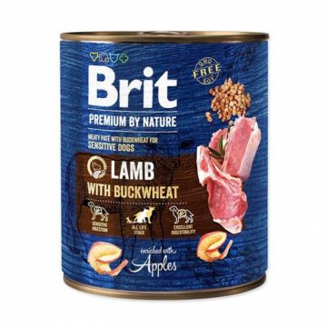 Conserva pentru caini Brit Premium cu miel 800 gr