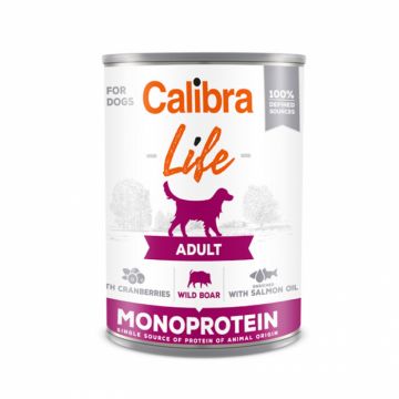 Conserva pentru caini Calibra Dog Life Adult cu mistret  merisoare 400 gr