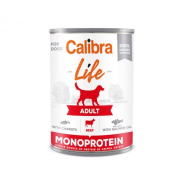 Conserva pentru caini Calibra Dog Life Adult cu vita  morcovi 400 gr