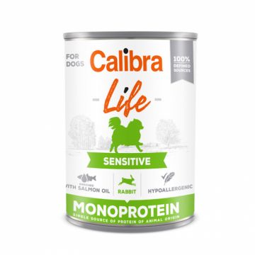 Conserva pentru caini Calibra Dog Life Adult Sensitive cu iepure 400 gr