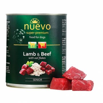 Conserva pentru caini Nuevo Senior cu miel  vita 800 gr