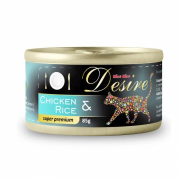 Conserva pentru pisici Desire cu pui file  orez in gelatina 85 gr