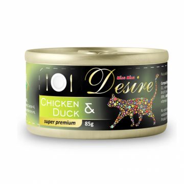 Conserva pentru pisici Desire cu pui file  rata in gelatina 85 gr