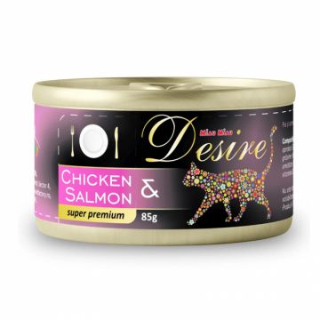 Conserva pentru pisici Desire cu pui file  somon in gelatina 85 gr