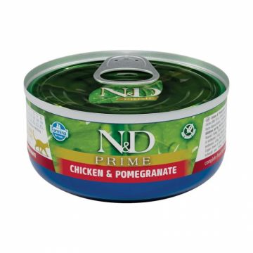 Conserva pentru pisici ND Prime Adult pui  rodie 70 gr