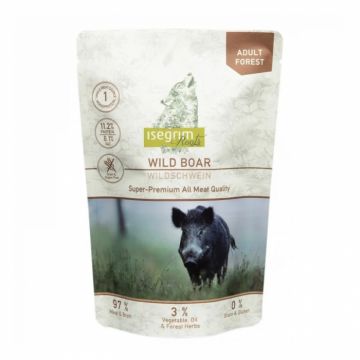 Hrana umeda pentru caini Isegrim Adult cu mistret 410 gr