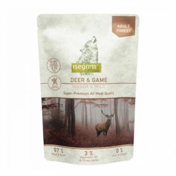 Hrana umeda pentru caini Isegrim Adult cu vanat 410 gr