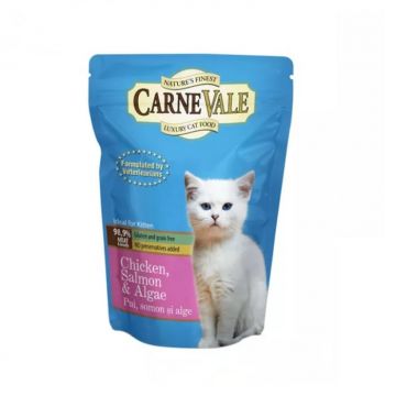 Hrana umeda pentru pisici Carnevale Kitten cu pui, somon  alge 85 gr