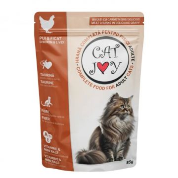 Hrana umeda pentru pisici Cat Joy cu pui  ficat in sos 85 gr