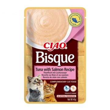 Hrana umeda pentru pisici Ciao Bisque cu ton  somon 40 gr