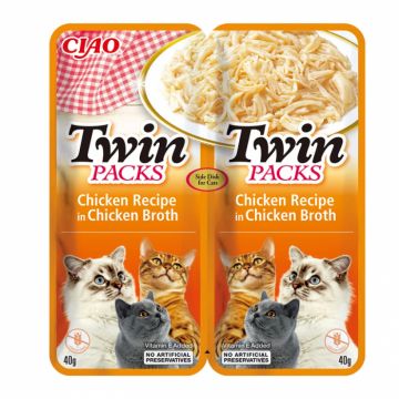Hrana umeda pentru pisici Ciao Twin cu pui 2 x 40 gr