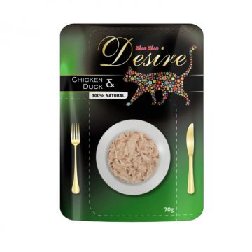 Hrana umeda pentru pisici Desire cu pui file  rata in supa 70 gr