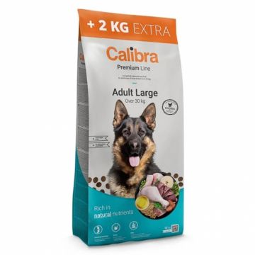 Hrana uscata pentru caini Calibra Premium Line Adult Large Breed cu pui 12 + 2 kg gratis