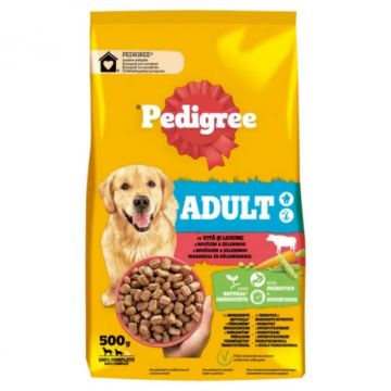 Hrana uscata pentru caini Pedigree Adult M L cu vita  legume 500 gr