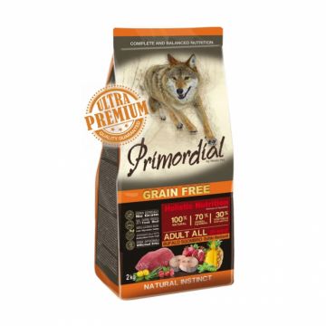 Hrana uscata pentru caini Primordial Grain-Free cu bivol  macrou 12 kg
