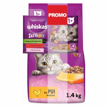 Hrana uscata pentru pisici adulte Whiskas cu pui 1,4 kg PROMO
