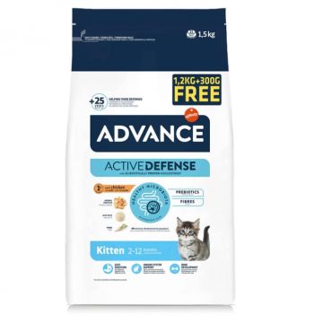 Hrana uscata pentru pisici Advance Kitten 1,2 kg + 300 gr GRATIS