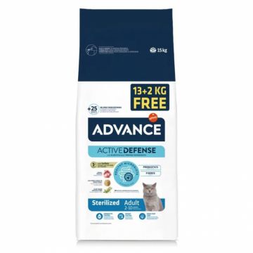 Hrana uscata pentru pisici Advance Sterilised cu curcan 13 + 2 kg GRATIS