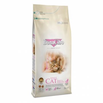 Hrana uscata pentru pisici Bona Cibo Adult Light  Sterilised cu pui 2 kg