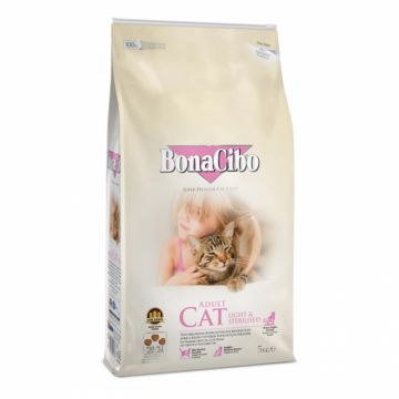 Hrana uscata pentru pisici Bona Cibo Adult Light  Sterilised cu pui 5 kg