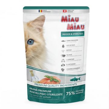 Hrana uscata pentru pisici Miau Miau Indoor  Sterilised 800 gr
