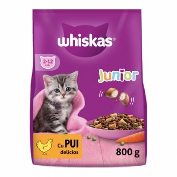 Hrana uscata pentru pisici Whiskas Junior cu pui 800 gr
