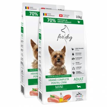 Oferta 2 saci x 10 kg Hrana uscata pentru caini 4Dog Mini Adult cu pui