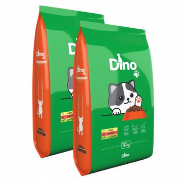 Oferta 2 saci x 10 kg Hrana uscata pentru pisici Dino cu pui  vita  legume