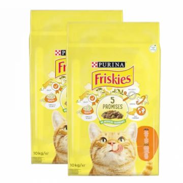 Oferta 2 saci x 10 kg Hrana uscata pentru pisici Friskies cu pui  legume