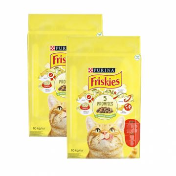 Oferta 2 saci x 10 kg Hrana uscata pentru pisici Friskies cu vita  legume
