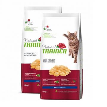 Oferta 2 saci x 10 kg Hrana uscata pentru pisici Natural Trainer cu pui