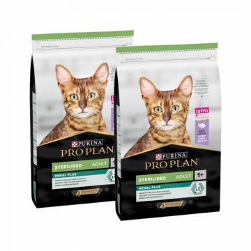 Oferta 2 saci x 10 kg Hrana uscata pentru pisici Pro Plan Optirenal Sterilised cu curcan