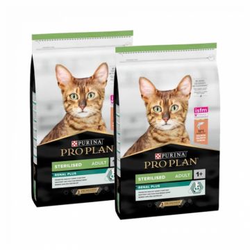 Oferta 2 saci x 10 kg Hrana uscata pentru pisici Pro Plan Optirenal Sterilised cu somon