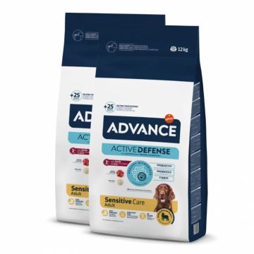 Oferta 2 saci x 12 kg Hrana uscata pentru caini Advance Sensitive cu miel  orez