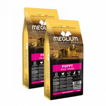Oferta 2 saci x 14 kg Hrana uscata pentru caini Meglium Puppy