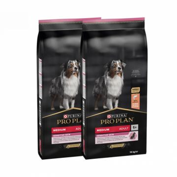 Oferta 2 saci x 14 kg Hrana uscata pentru caini Pro Plan Medium Adult cu somon